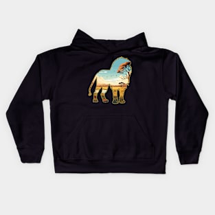 Lion Savanna Landscape - For Lion Lovers Kids Hoodie